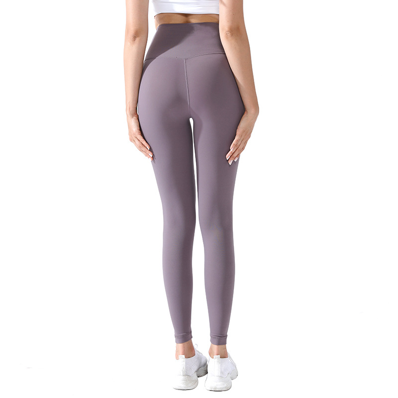 European and American Nude Feel Yoga Pants Women's Brushed One Piece Yoga Pants Summer Quick-Drying High Waist Hip Lift Exercise Workout Pants
