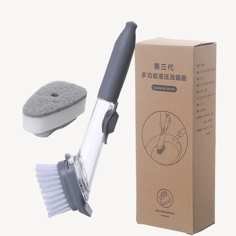 Kitchen Dish Brush Hydraulic Brush Automatic Liquid Filling Multi-Function Long Handle Dish Brush