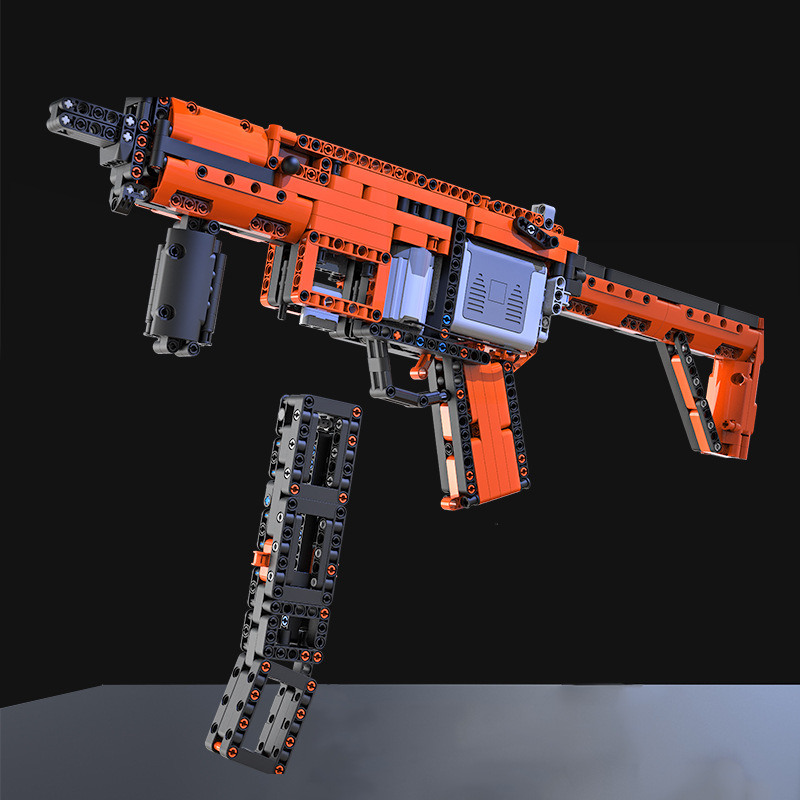 极嘉49010军事系列战火前线mp5可连射电动积木枪儿童益智拼装玩具
