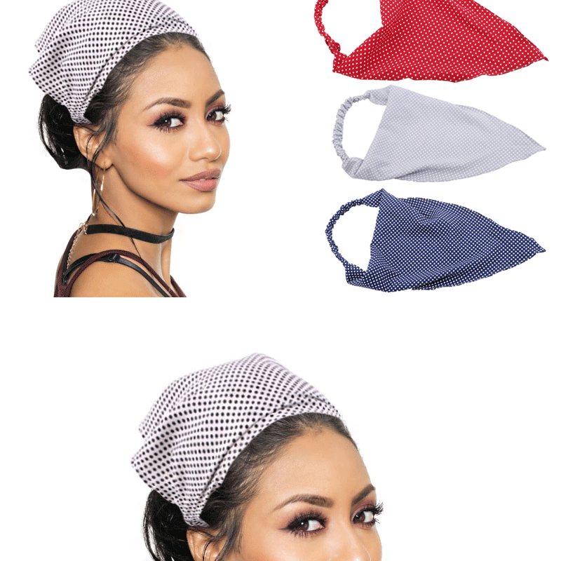 亚马逊头饰发带货源 女士防油烟厨房三角头巾 新款松紧三角巾发带