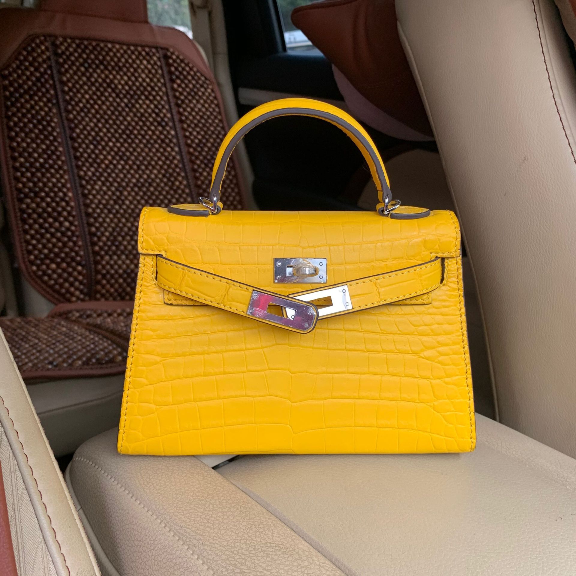 凯莉包二代mini真皮高级感小包女斜挎包鳄鱼皮迷你手提新娘铂金包