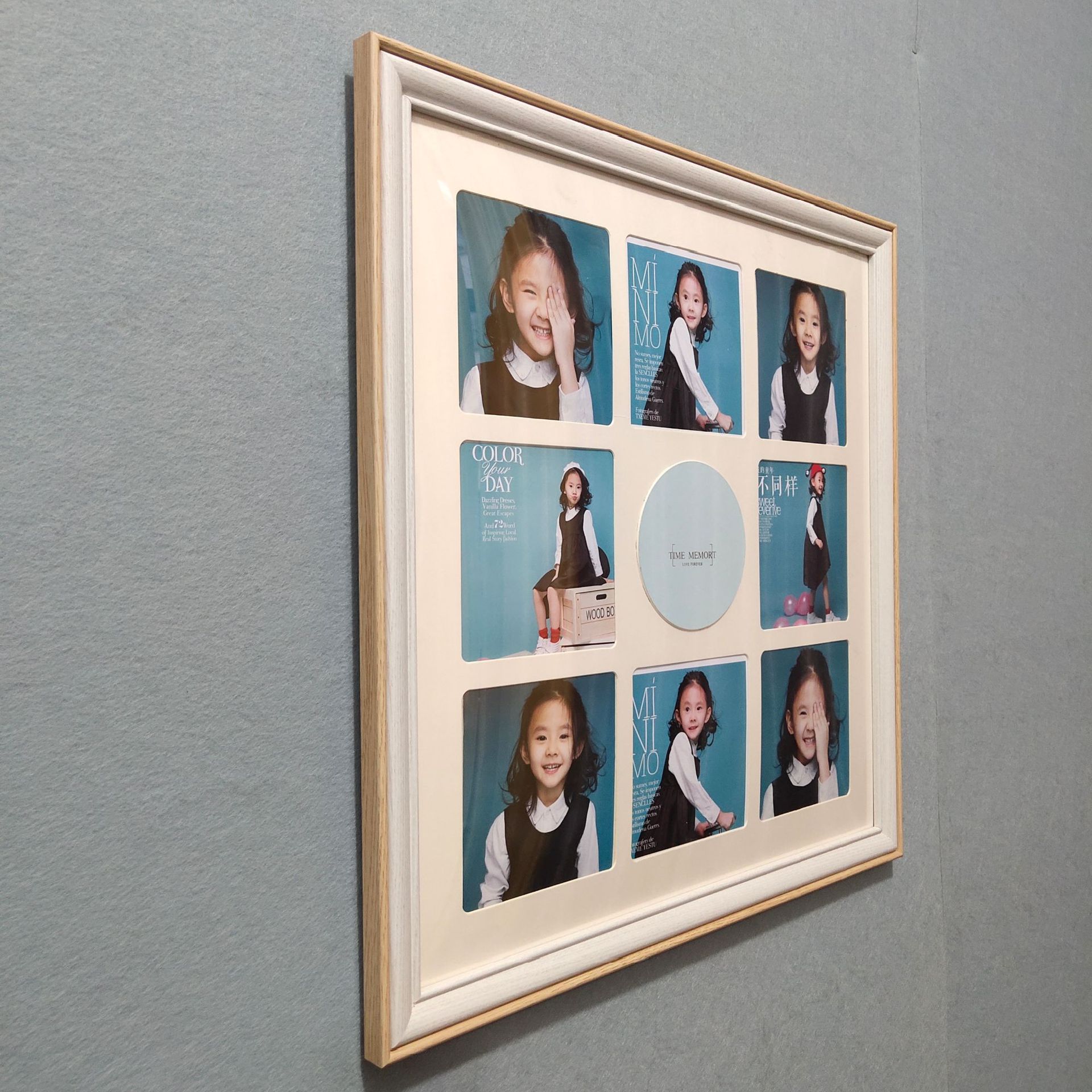 厂家批发九宫格相框实木多孔组合照片墙宝宝满月照周岁照毕业季