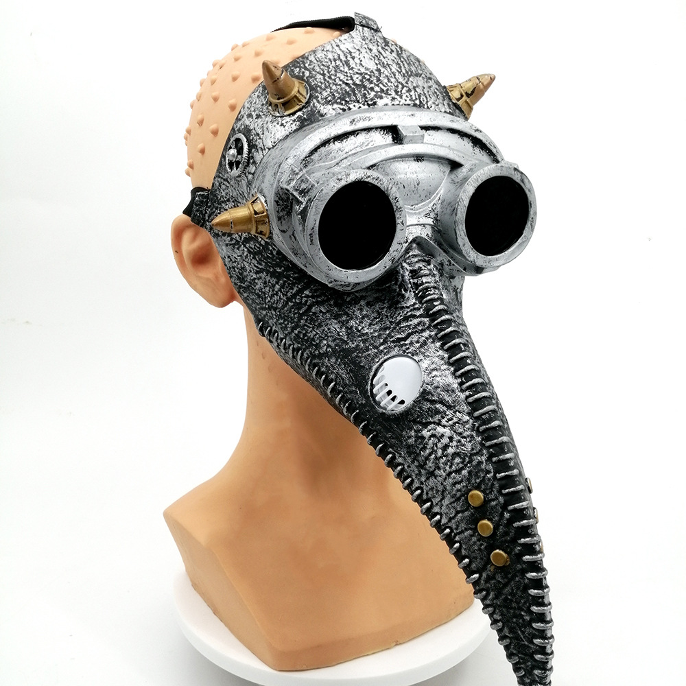 万圣节朋克瘟疫医生鸟嘴面具 黑死病乌鸦面具 乳胶面具亚马逊热卖