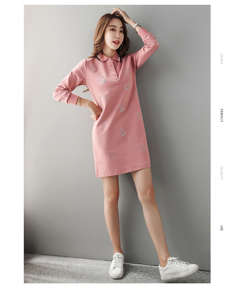 2020新款早秋连衣裙简单时尚修身遮肚潮流胖mm新款纯棉裙子女