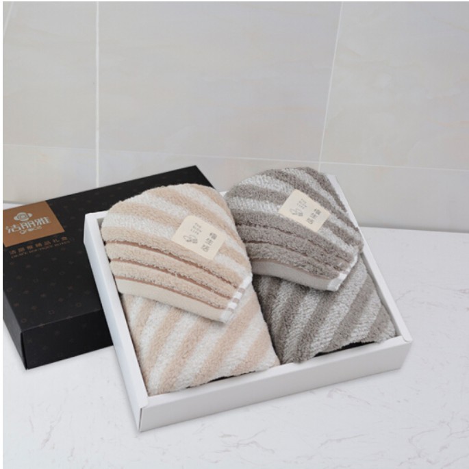 洁丽雅慢生活毛巾礼盒2条装纯棉a类面巾新疆长绒棉绅士礼盒