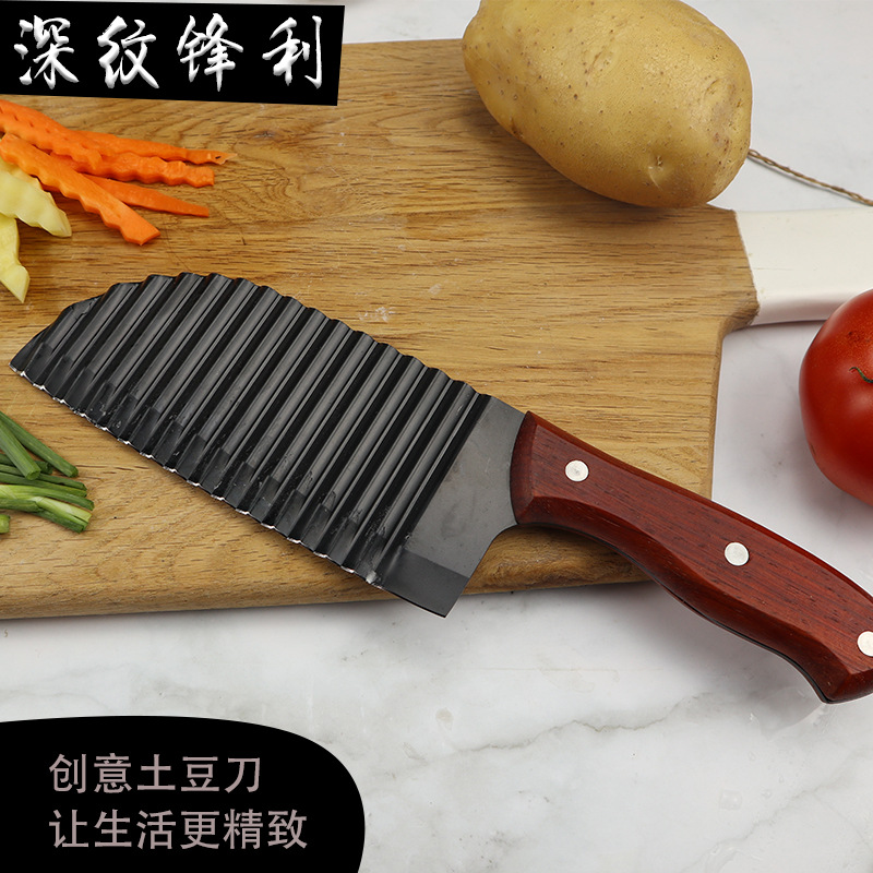 加深纹路不锈钢狼牙土豆刀波浪刀花式切刀波纹刀薯条神器厨房工具