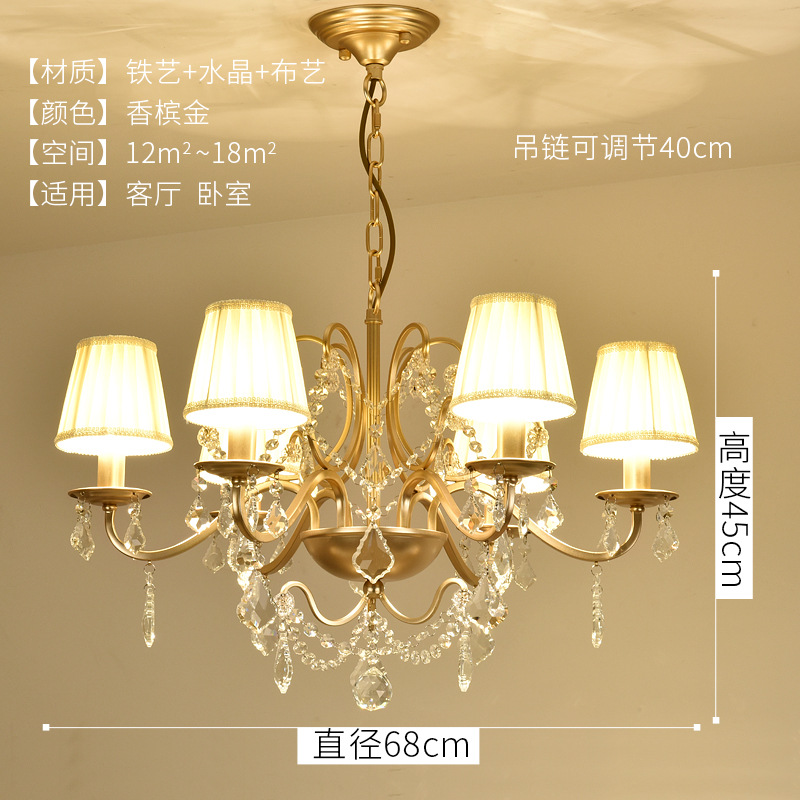 American Style Chandelier Crystal Lamps Lamp in the Living Room Bedroom Dining Room Simple Modern Home Creative Personality European Style Chandelier