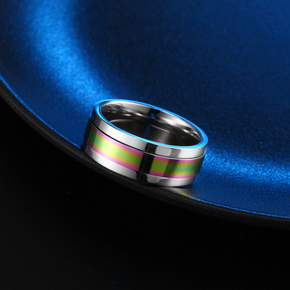 电商货源不锈钢镀ip彩色可转动单身潮人指环男士戒指