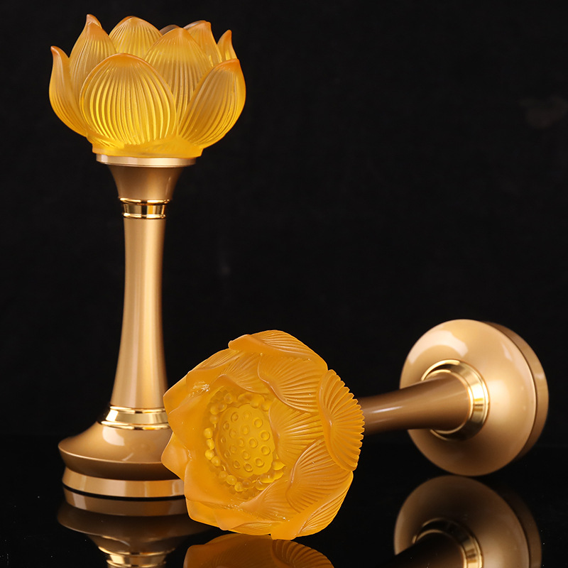 琉璃供灯一对家用佛前供灯电供长明灯莲花灯观音财神供灯佛教用品