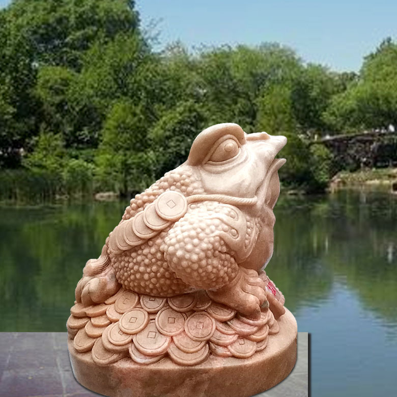 石雕金蟾青石招财吐水三足金蟾大理石水池景观风水动物喷泉雕塑