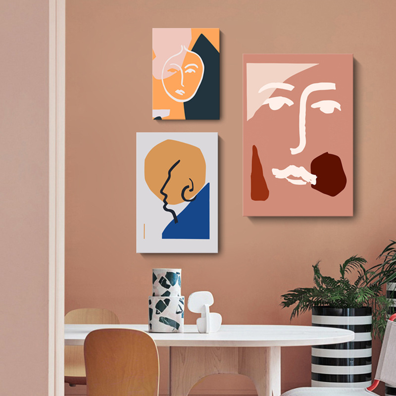 厂家北欧客厅挂画 马蒂斯线条几何色块抽象人物装饰画现代