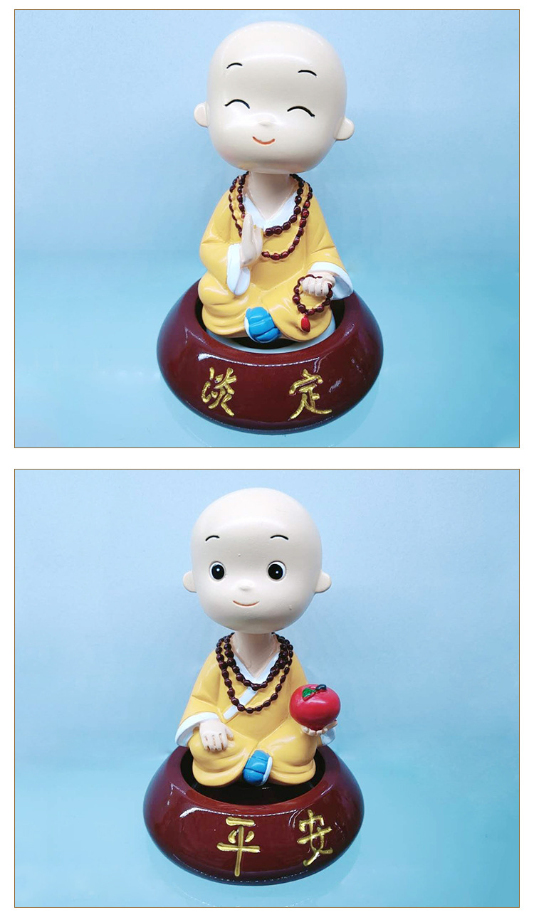 一禅摇头沙弥香薰底座淡定和尚汽车车载摆件小和尚装饰品