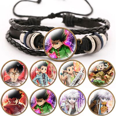 全职猎人 酷拉皮卡 雷欧力 时光宝石牛皮手链 diy编织可调节手绳