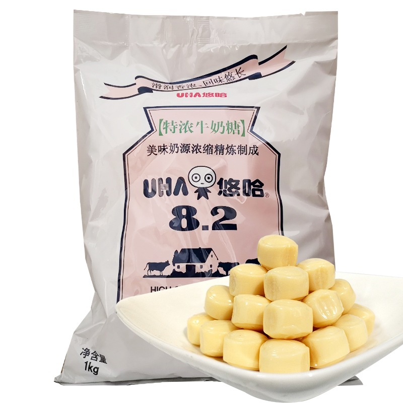 悠哈牛奶糖uha悠哈特浓牛奶糖多口味结婚喜糖零食品袋装1000g