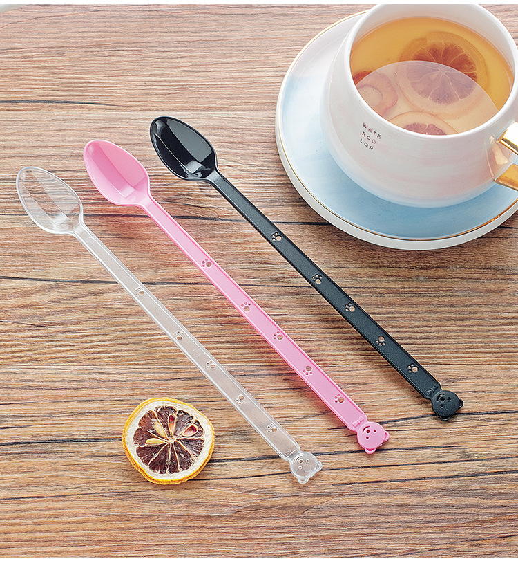 一次性勺子奶茶店烧仙草勺塑料长柄勺子加长甜品搅拌勺厂家批发