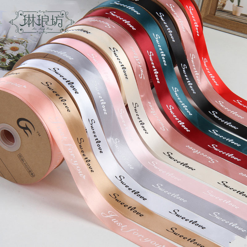 2. 5cm sweet english ribbon bouquet gift ribbon handmade diy bow ribbon size 40 floral auxiliary materials