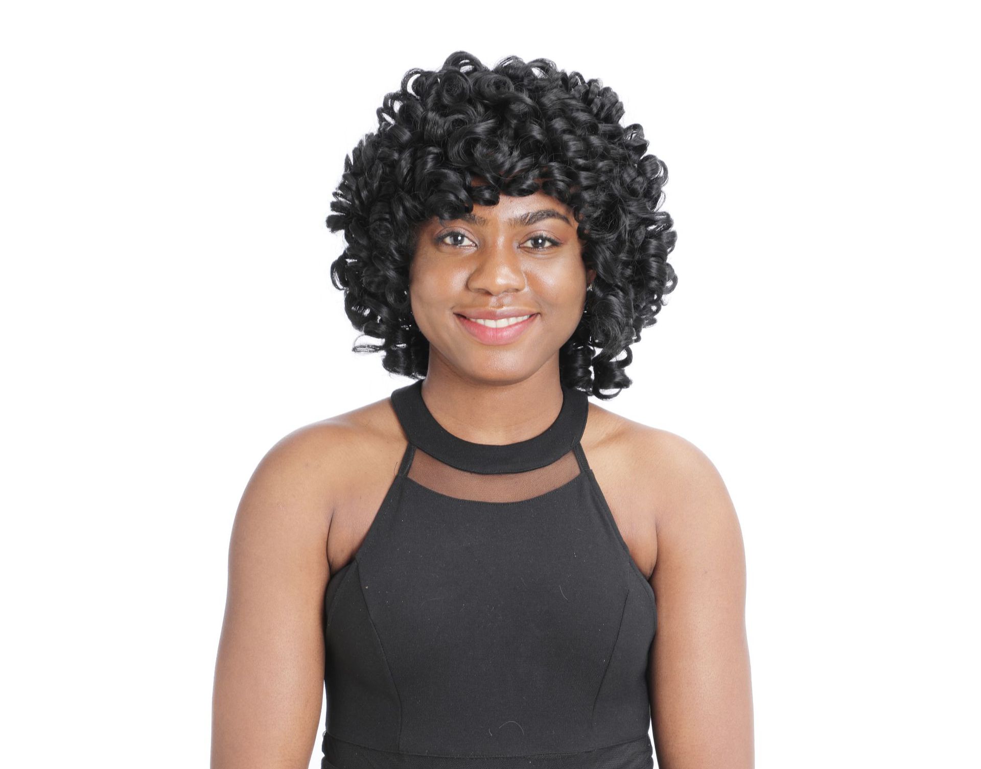 非洲女士假发头套 黑色逼真大loose卷 外贸假发短头套 短卷发头套