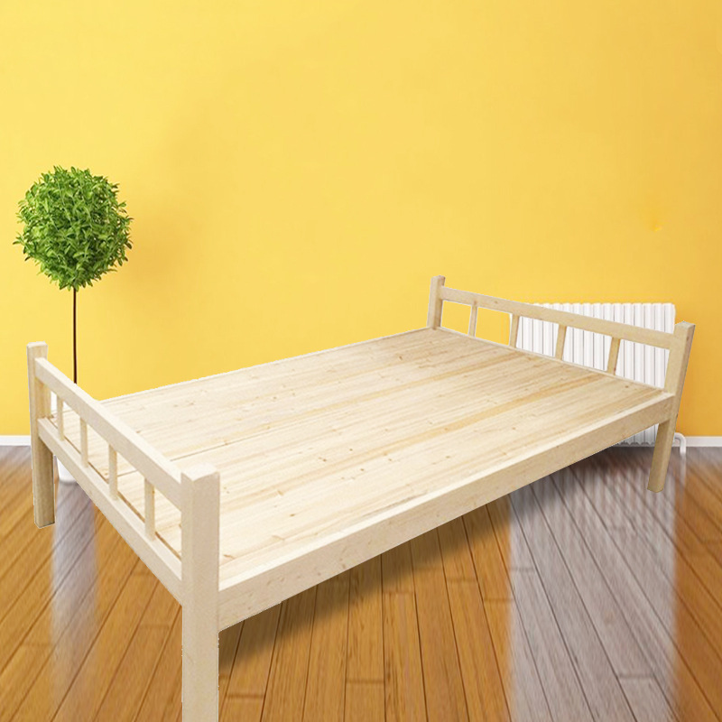 促销加厚成人杉木床 实木床单人双人床简易床1.5m床1.8m定制批发