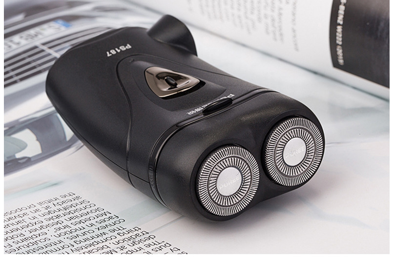 博锐剃须刀ps187电动剃须刀充电式刮胡刀旋转式两刀头胡子刀