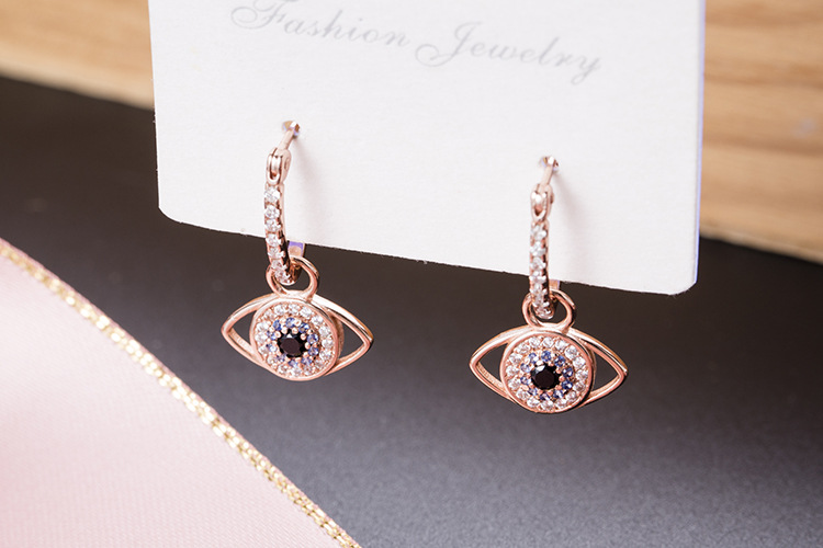 纯银s925满钻施家网红热销高品质女士耳环天使之眼恶魔之瞳耳坠