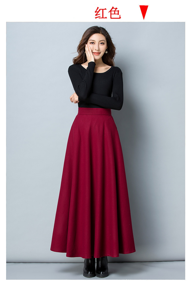 【加长款裙长90cm】【高端显廋】秋冬毛呢大摆裙长款半身裙广场舞