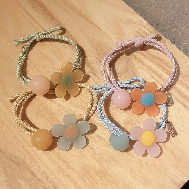 韩国ins泫雅风发绳可爱彩色花朵超仙打结头绳少女心扎头皮筋发圈