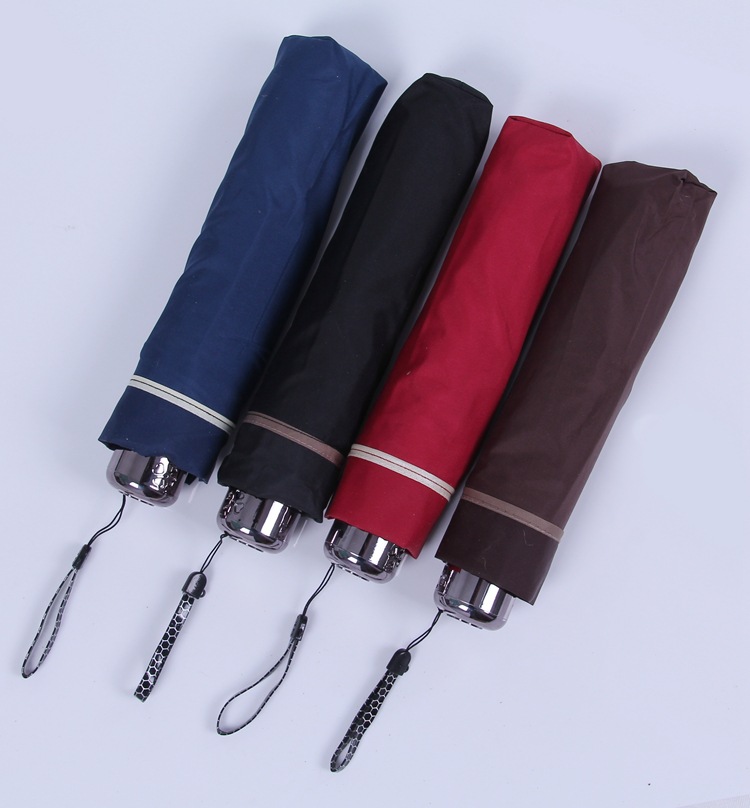 塑料伞柄黑色三折伞 碰击布折叠太阳伞 学生现代简约手动雨伞-阿里巴