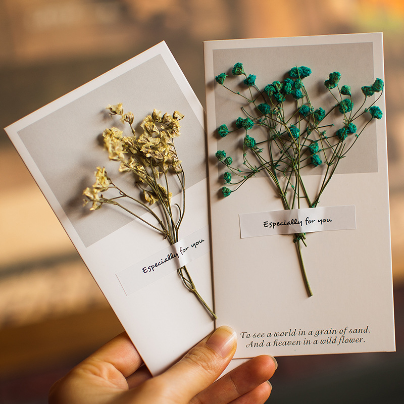 韩国创意满天星生日贺卡祝福卡diy干花教师节感谢留言感恩小卡
