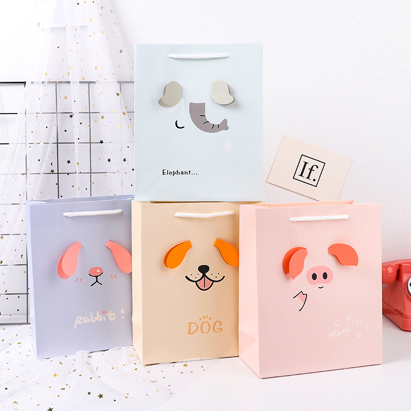 立体动物表情礼品袋逛街购物送礼手提袋服装精品店礼物礼物袋子