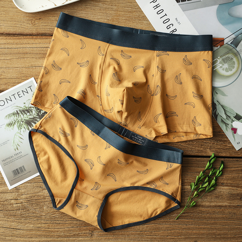 通标原创个性印花香蕉君情侣内裤棉质舒适卡通可爱中腰男女短裤头