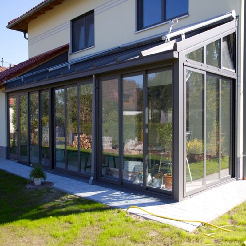 欧式别墅钢结构铝合金阳光房露台断桥铝合金门窗封阳台玻璃房设计