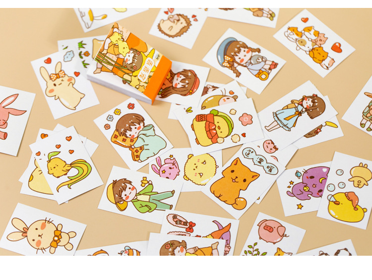 语闲豆豆贴纸本 四叶草系列 手绘清新可爱手帐diy素材贴画本 50张