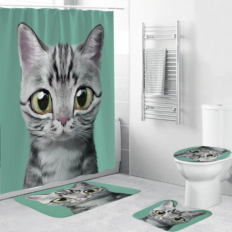 3D Digital Printing Shower Curtain Animal Series Waterproof Green Shower Curtain Bathroom Curtain Manufacturers Supply Personalized Production