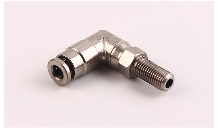 艾弗德铜镀镍螺纹快插弯头 不锈钢快插气动接头快速接头
