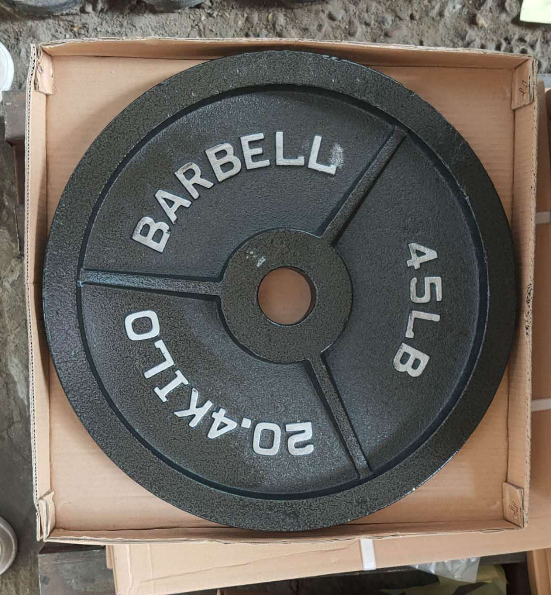 健身烤漆杠铃片家用举重奥片大孔磅制杠铃片