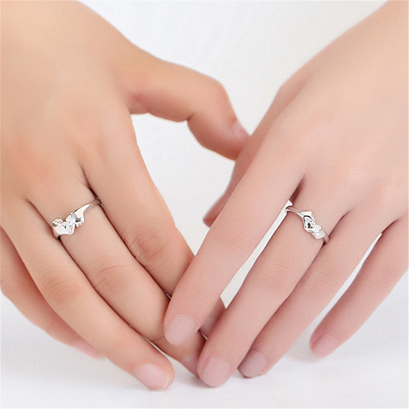 牵手一辈子对戒指环 小众创意爱心笔芯情侣戒指情侣爱情戒指饰品