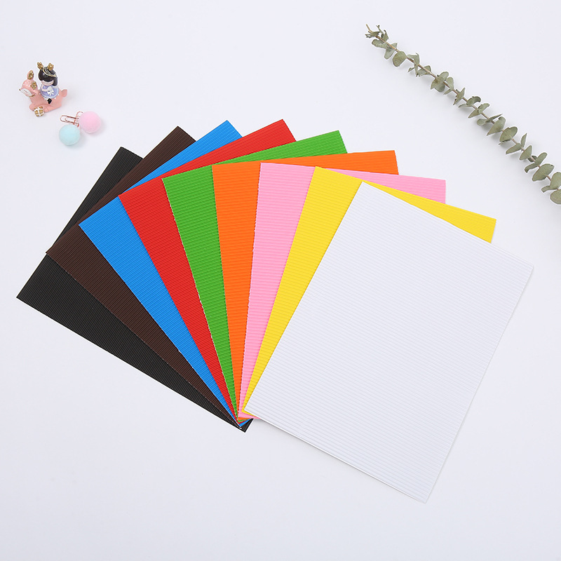 彩色手工diy瓦楞纸 a4绘画纸荧光纸10张金属儿童手工折叠纸剪纸