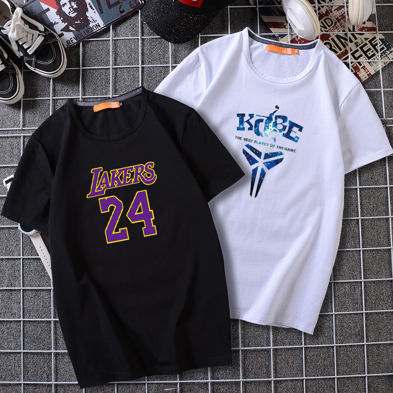 nba湖人队科比篮球短袖男圆领宽松潮流韩版冰爽半袖学生运动球衣
