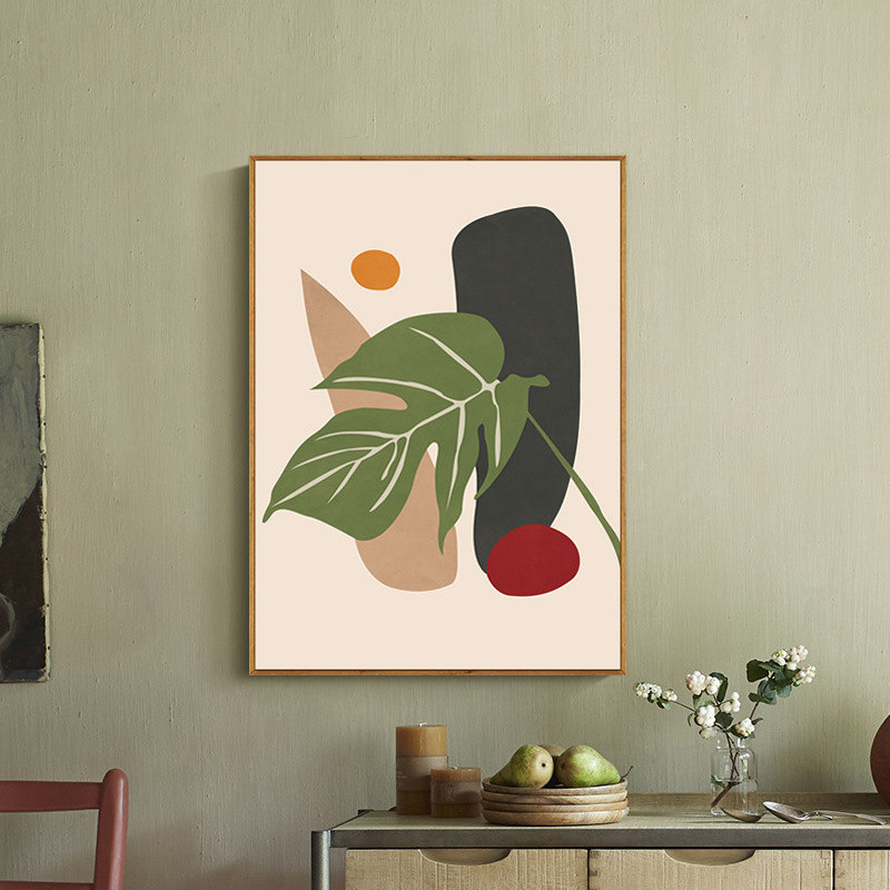 现代简约ins风抽象绿植客厅装饰画民宿餐厅轻奢挂画书房玄关墙画