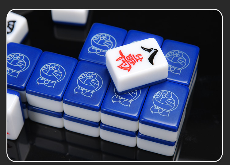 厂家供应蓝色家用旅行麻将 卡通家用水晶麻将支持定制