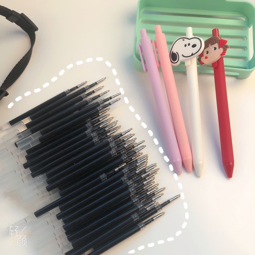 马卡龙替芯 热销批发 碳素笔笔芯 黑色0.5mm笔芯 按动中性笔通用