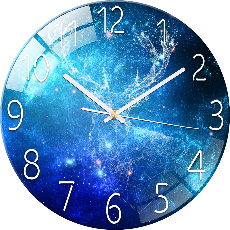 Customizable Tempered Glass Clock Wall Clock Living Room Home Clock Bedroom Noiseless European Quartz Clock Creative Pocket Watch