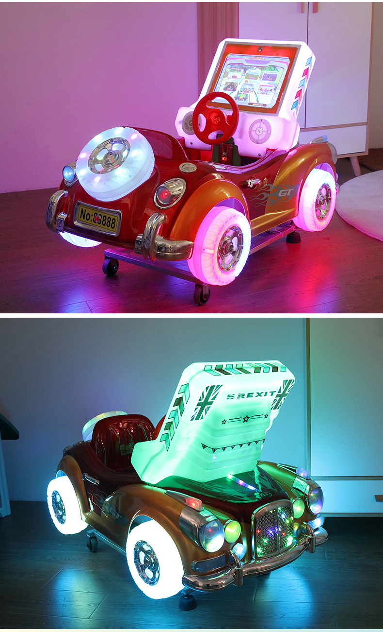 厂家直销新款老爷车摇摆机3d游戏小孩玩具车mp5摇摇车扫码电动