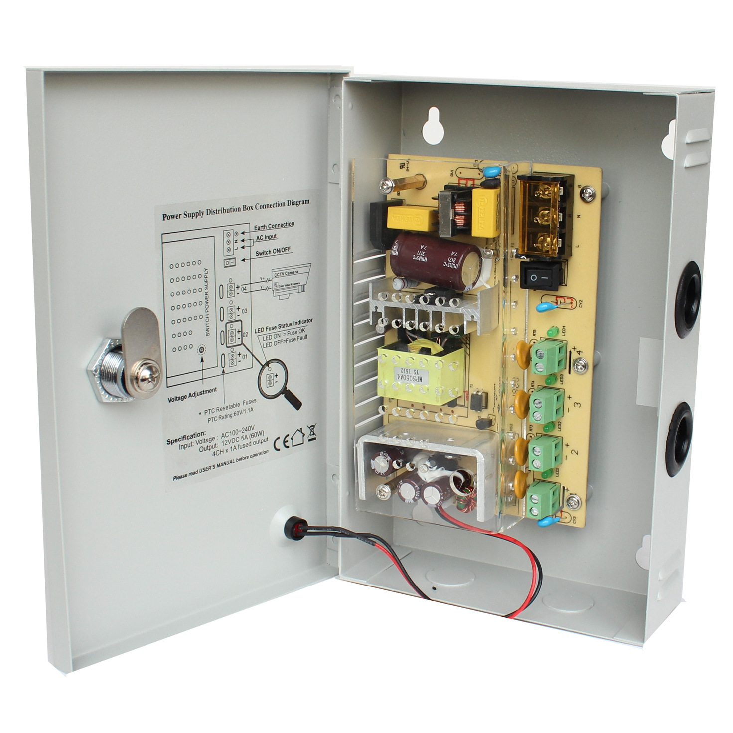 深圳厂家 4路12v4a50w 门禁 cctv安防监控电源箱 足功率 ce认证