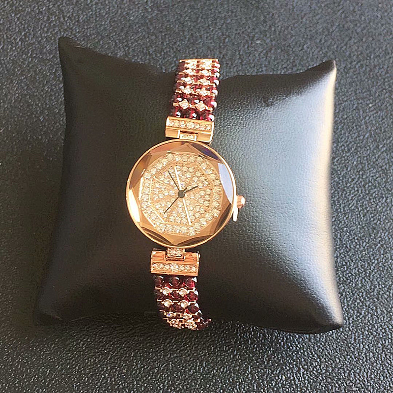 石榴石手表女士时尚手链深度防水韩版首饰品电子机芯手表