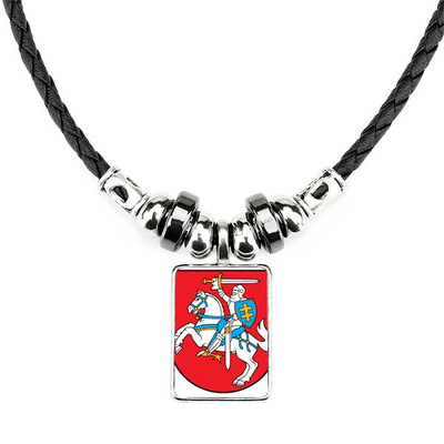 立陶宛共和国欧洲国徽手工皮绳项链吊坠饰品