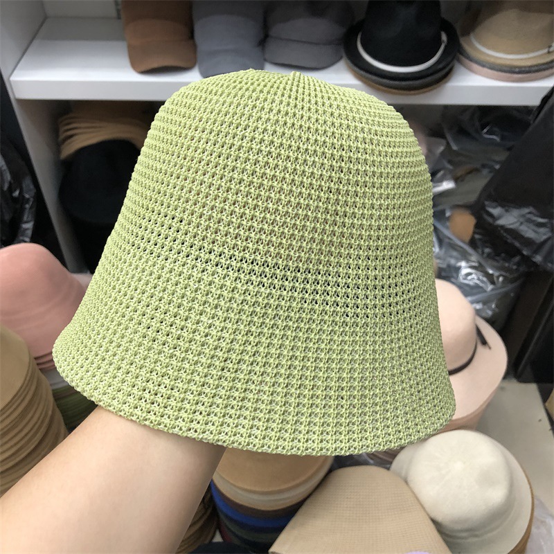 日系冰麻满天星针织水桶帽女夏季轻薄柔软透气遮阳钟型盆帽子批发