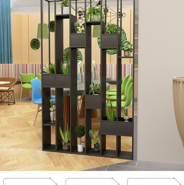 铁艺工业风金色美观客厅办公室落地装饰绿植玄关置物屏风隔断花架