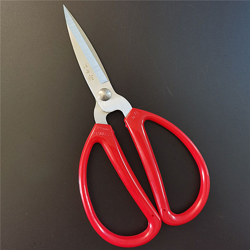 红色办公剪刀 不锈钢民用剪刀学生软塑料喜庆剪彩 复古家用剪刀