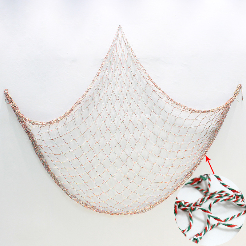 厂家直销地中海风格渔网装饰网格贝壳麻绳创意彩色网墙壁装饰品